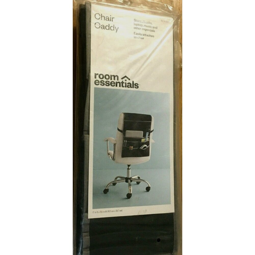 Room Essentials Chair Caddy Black With Pockets Books Accessories 17" x 15" RARE! - Picture 5 of 5